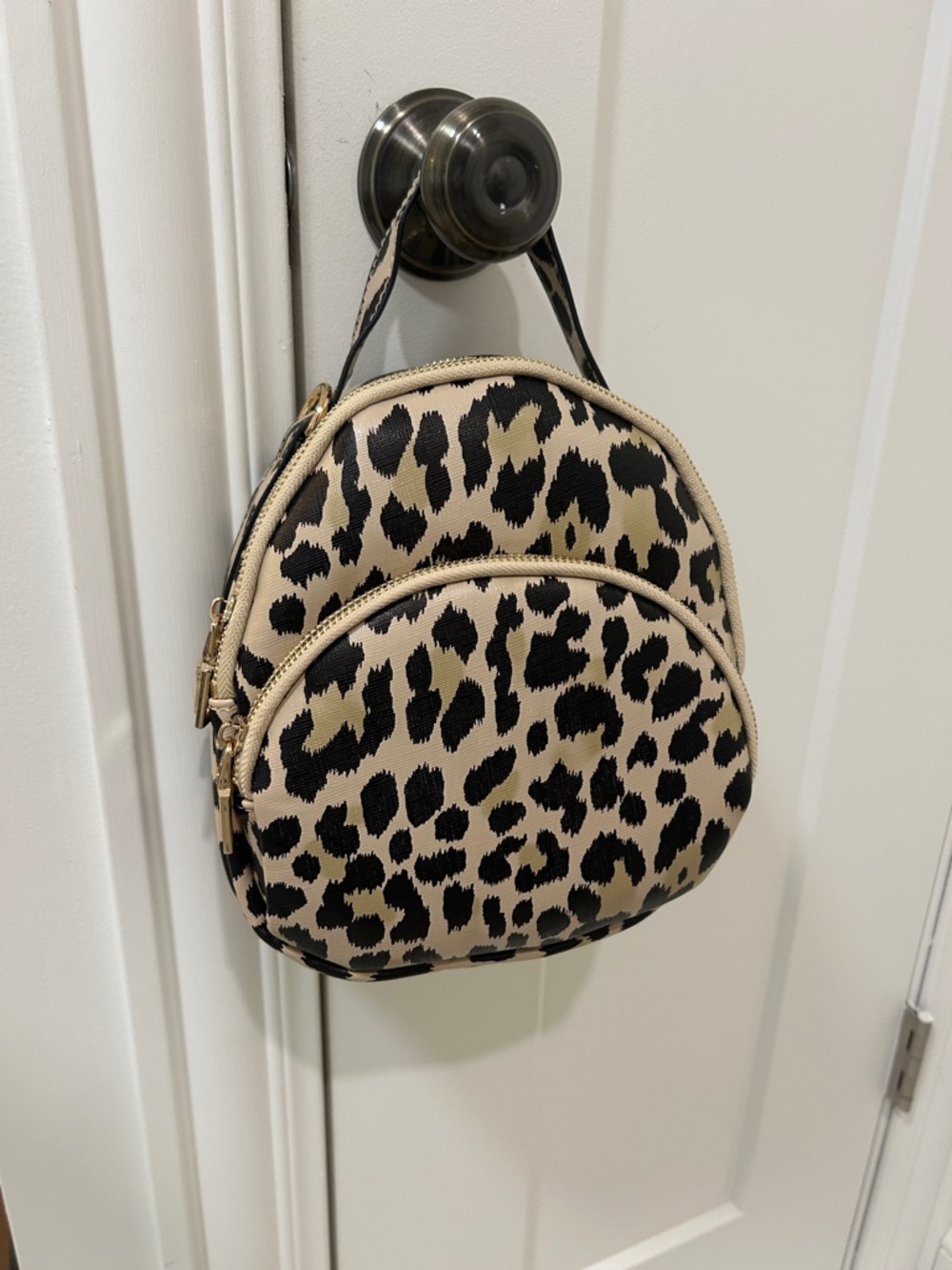 Massini Leopard Print Mini Bag - Beige & Black